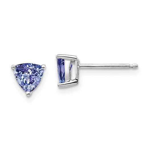 14K White Gold Trillion Tanzanite Post Stud Earrings