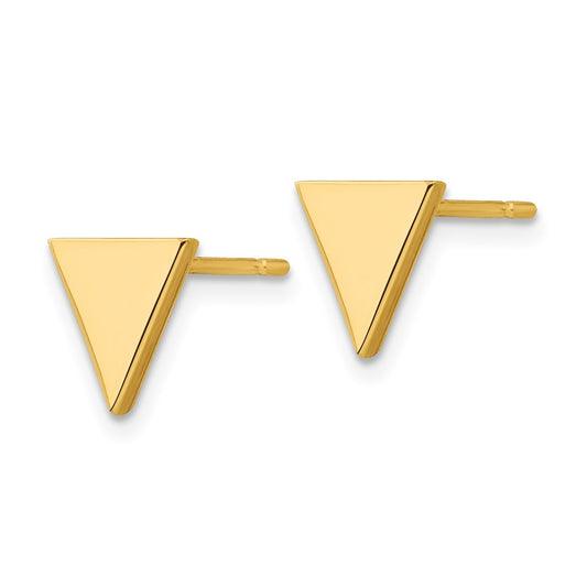 14K Yellow Gold Triangle Post Earrings