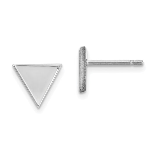 14K White Gold Triangle Post Earrings