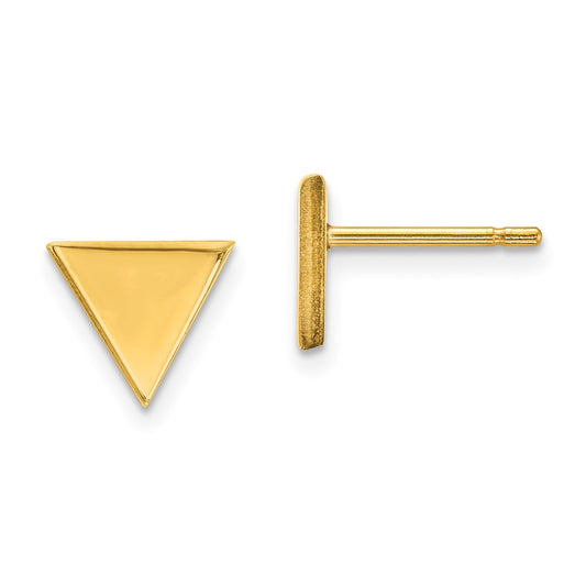 14K Yellow Gold Triangle Post Earrings