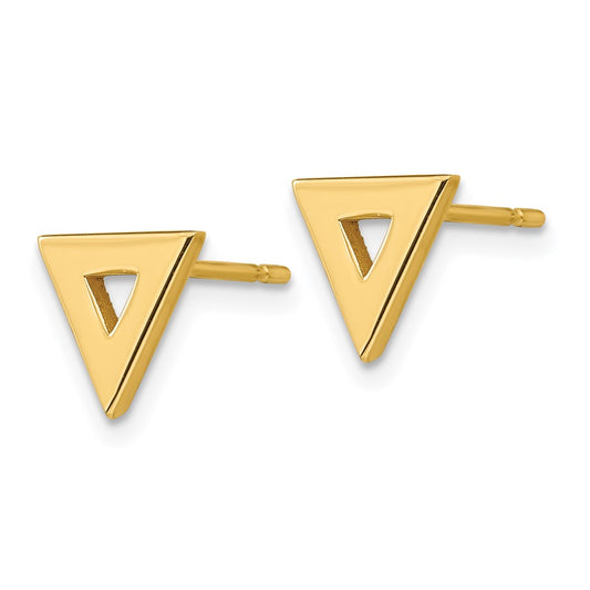 14K Yellow Gold Open Triangle Post Earrings