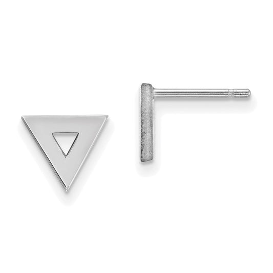 14K White Gold Open Triangle Post Earrings