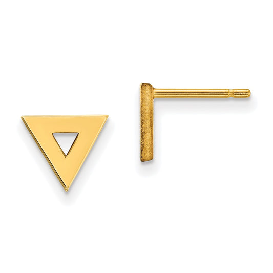 14K Yellow Gold Open Triangle Post Earrings