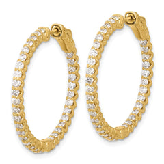 14K Yellow Gold 2.3ct 66-2.0mm In Out Hoop with Safety Clasp Diamond Earrings