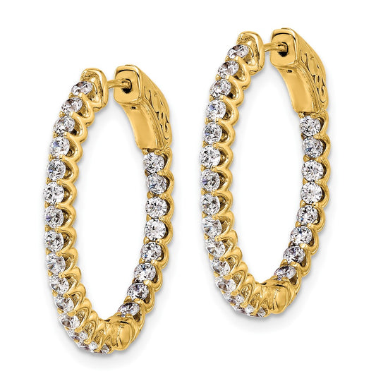 14K Yellow Gold 1.6ct 46-2.0mm In Out Oval Hoop with Safety Clasp Earrings Mountings