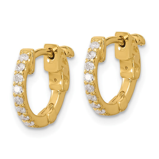 14K Yellow Gold .24ct 16-1.5mm Round Hoop with Safety Clasp Diamond Earrings