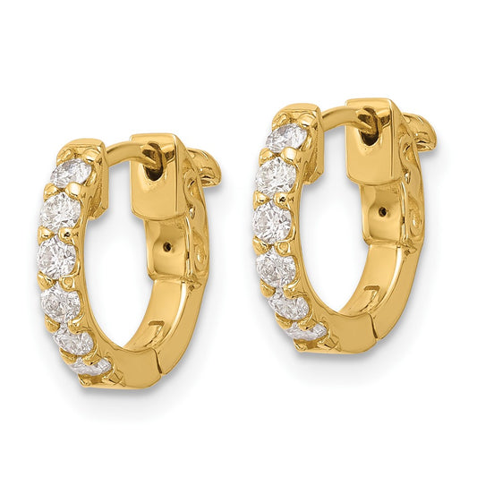 14K Yellow Gold .42ct 12-2.0mm Round Hoop with Safety Clasp Diamond Earrings