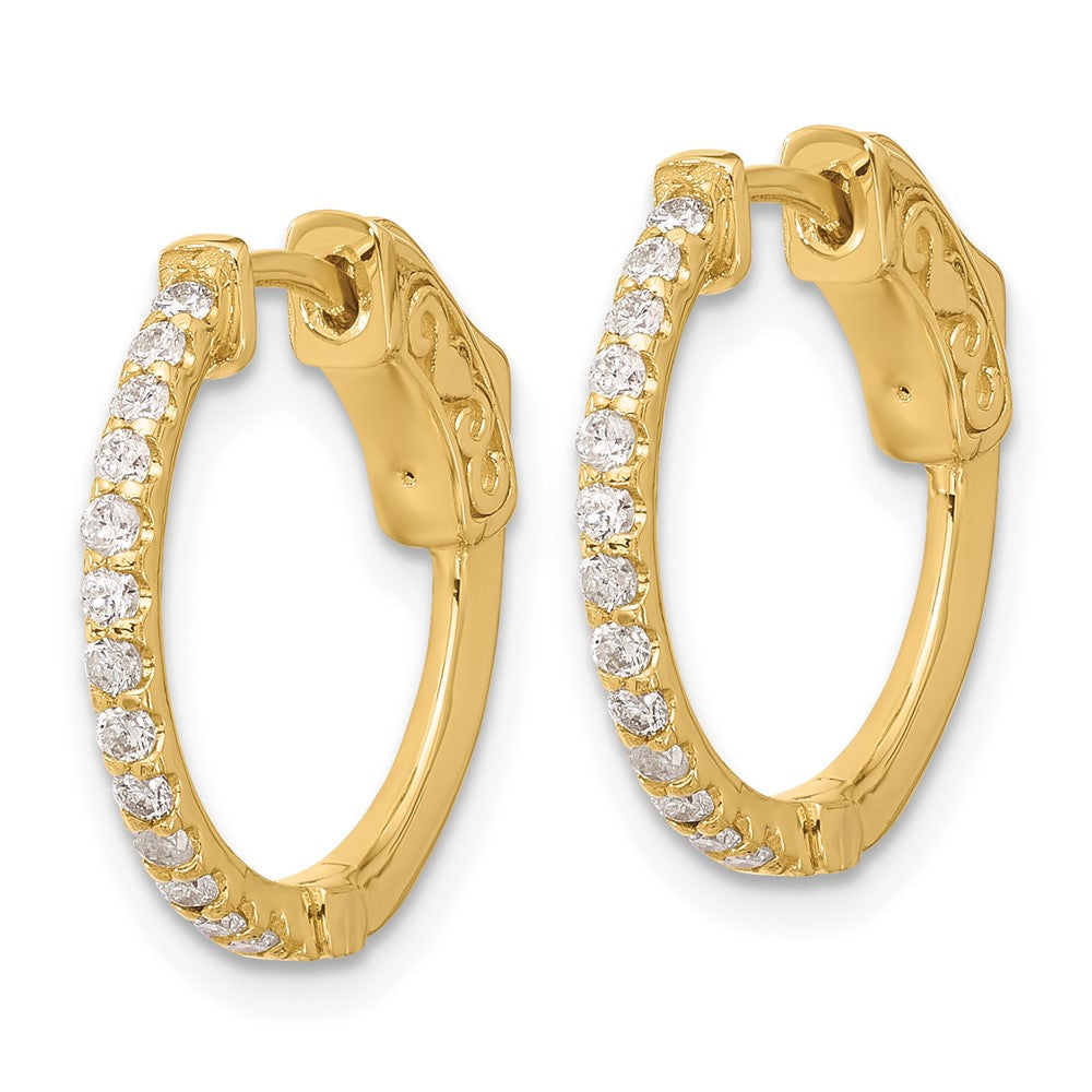 14K Yellow Gold .40ct 26-1.5mm Round Hoop with Safety Clasp Diamond Earrings