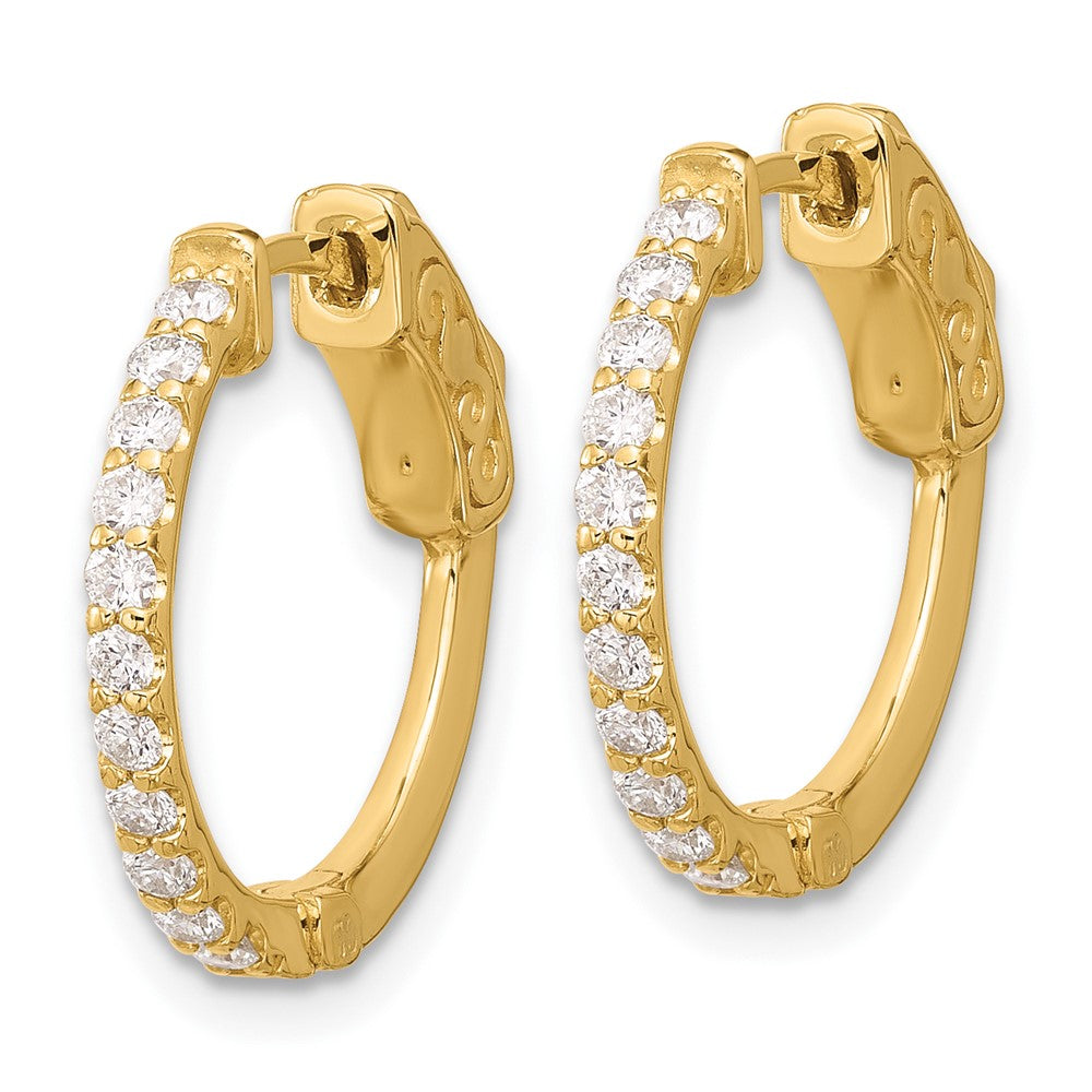 14K Yellow Gold .44ct 22-1.7mm Round Hoop with Safety Clasp Diamond Earrings