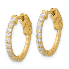 14K Yellow Gold .7ct 20-2.0mm Round Hoop with Safety Clasp Diamond Earrings