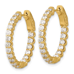 14K Yellow Gold 2.1ct 36-2.5mm In Out Oval Hoop with Safety Clasp Diamond Earrings