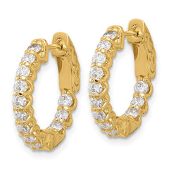 14K Yellow Gold 1.2ct 24-2.3mm Round Hoop with Safety Clasp Diamond Earrings