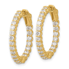 14K Yellow Gold 2.1ct 42-2.3mm In Out Hoop with Safety Clasp Diamond Earrings