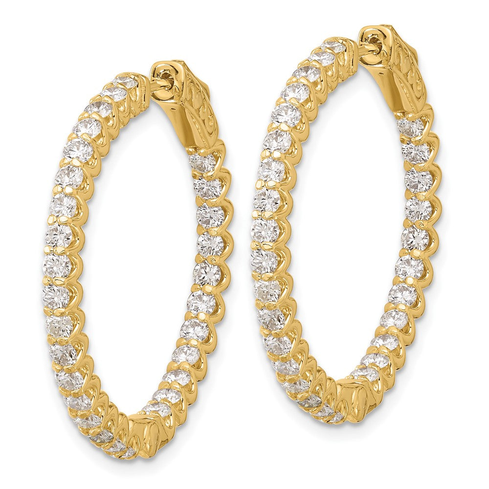 14K Yellow Gold 2.9ct 58-2.3mm In Out Hoop with Safety Clasp Diamond Earrings