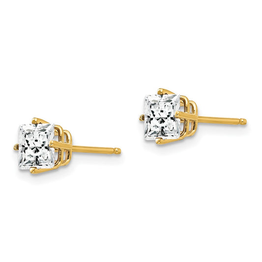 14K Yellow Gold 5mm Cubic Zirconia Stud Earrings