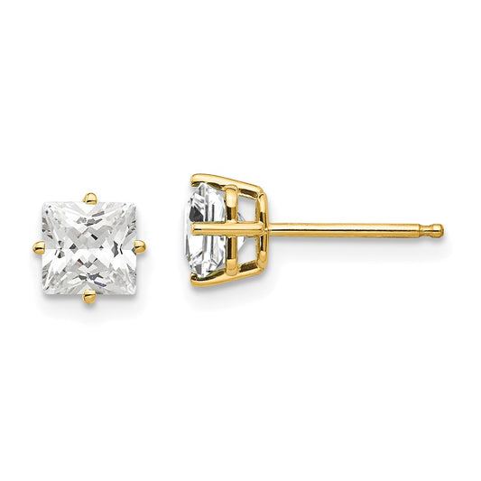 14K Yellow Gold 5mm Cubic Zirconia Stud Earrings