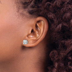 14K White Gold 6mm Princess Cut Cubic Zirconia Stud Earrings