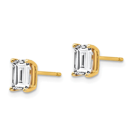 14K Yellow Gold 6x4mm Radiant Cut Cubic Zirconia Stud Earrings