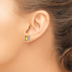 14K White Gold 7x5mm Emerald-cut Citrine Stud Earrings