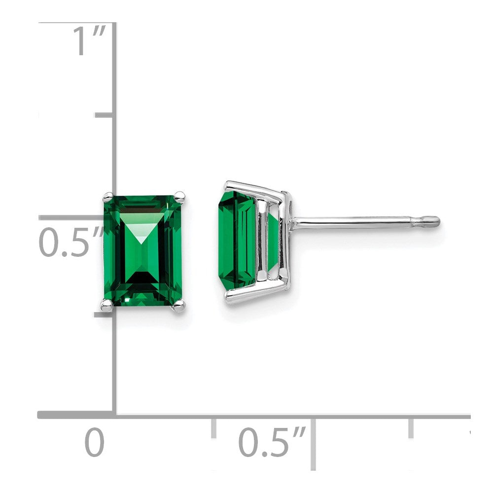 14K White Gold 7x5mm Emerald-cut Mount St. Helens Stud Earrings