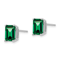 14K White Gold Mount St. Helens Emerald Stud Earrings