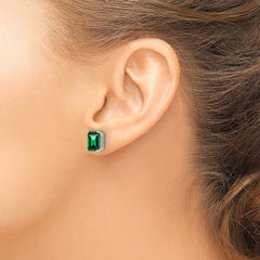 14K White Gold Mount St. Helens Emerald Stud Earrings