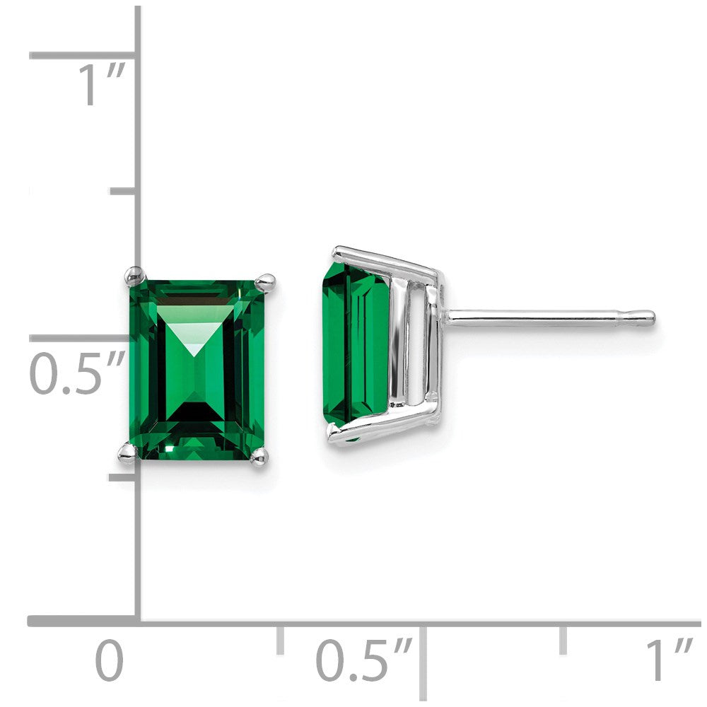 14K White Gold Mount St. Helens Emerald Stud Earrings