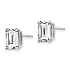 14K White Gold 9x7mm Emerald-cut Cubic Zirconia Stud Earrings