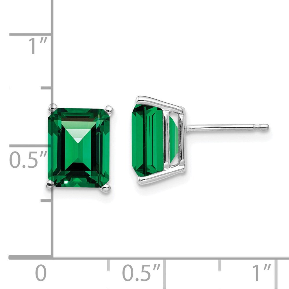 14K White Gold 9x7mm Emerald-cut Mount St. Helens Stud Earrings