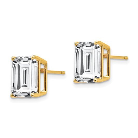 14K Yellow Gold 10x8mm Emerald-cut Cubic Zirconia Stud Earrings