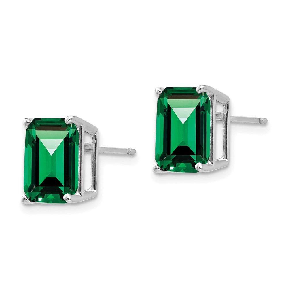 14K White Gold Emerald-cut Mount St. Helens Stud Earrings