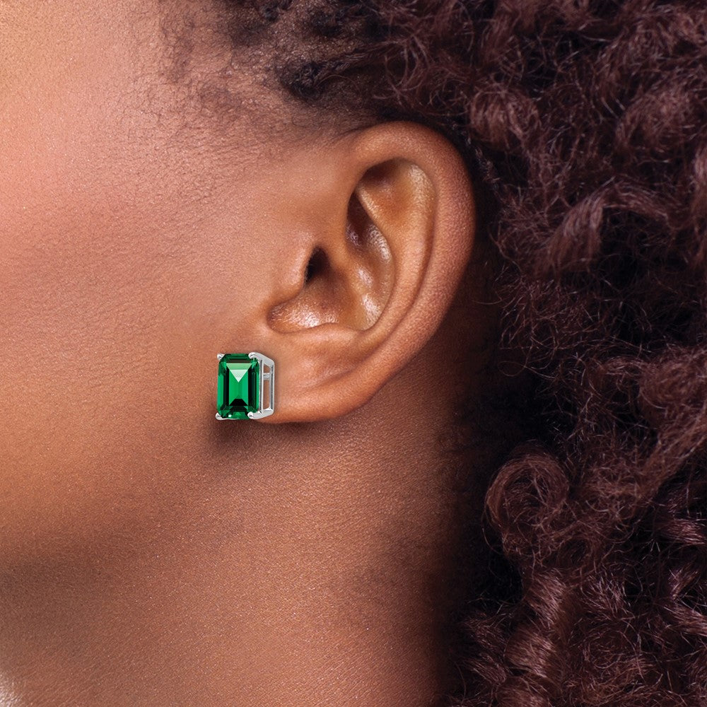 14K White Gold Emerald-cut Mount St. Helens Stud Earrings