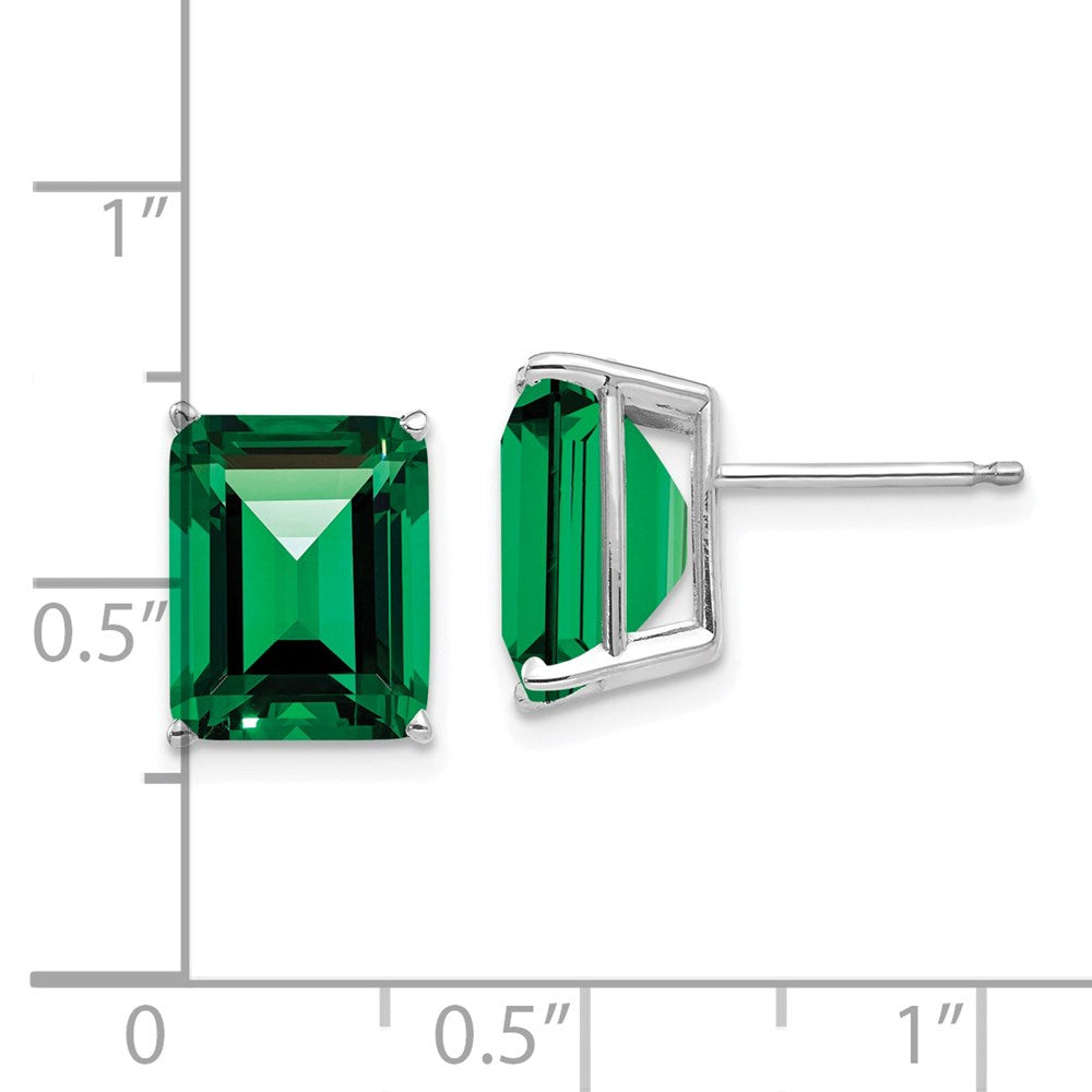 14K White Gold Emerald-cut Mount St. Helens Stud Earrings