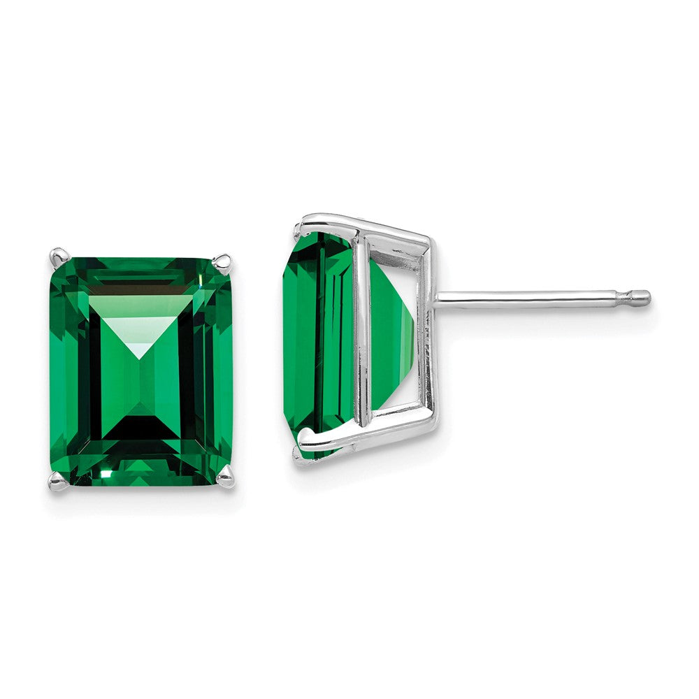 14K White Gold Emerald-cut Mount St. Helens Stud Earrings