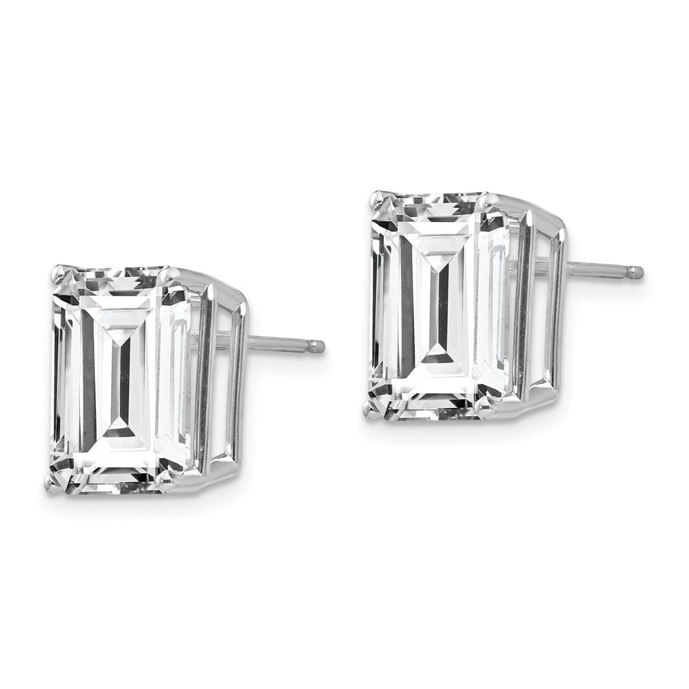 14K White Gold Emerald-cut Cubic Zirconia Stud Earrings