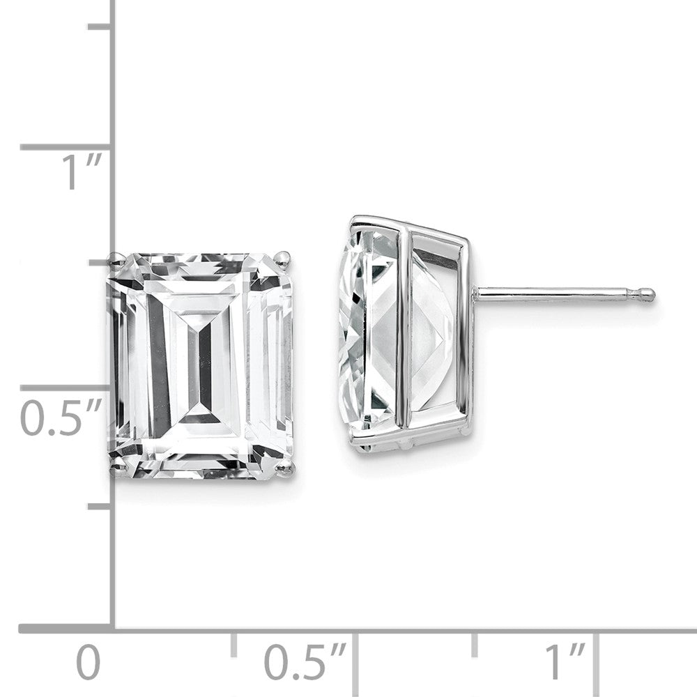 14K White Gold Emerald-cut Cubic Zirconia Stud Earrings