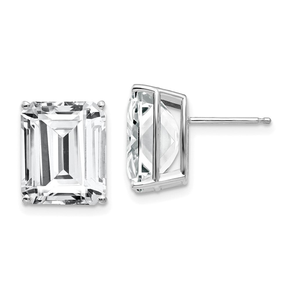 14K White Gold Emerald-cut Cubic Zirconia Stud Earrings