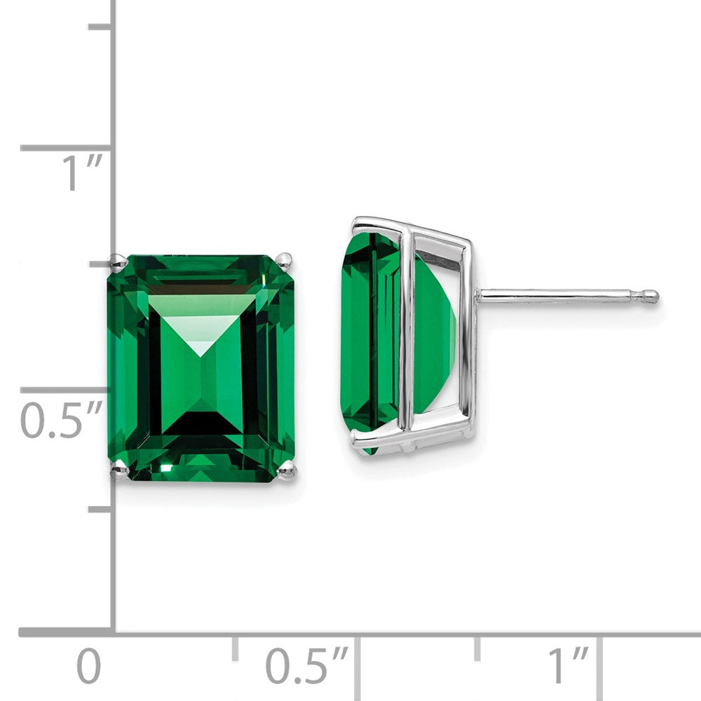 14K White Gold Mount St. Helens Emerald Stud Earrings