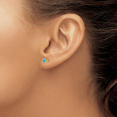 14K Yellow Gold 4mm Blue Topaz Stud Earrings