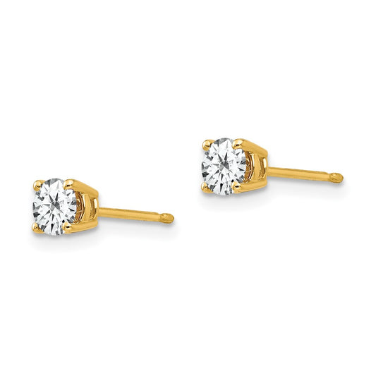 14K Yellow Gold 4mm Cubic Zirconia Earrings