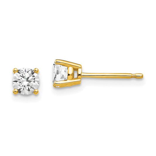 14K Yellow Gold 4mm Cubic Zirconia Earrings