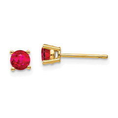 14K Yellow Gold 4mm Ruby Post Earrings