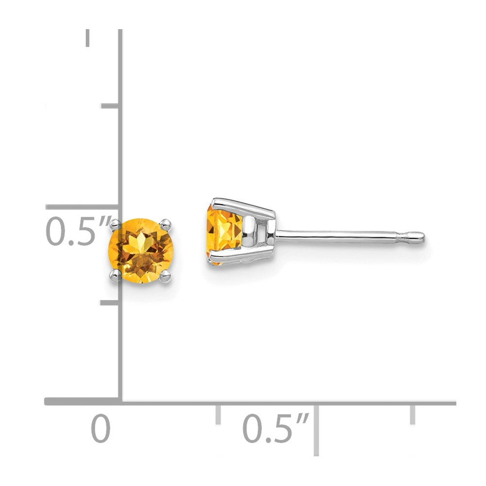 14K White Gold 4mm Citrine Stud Earrings