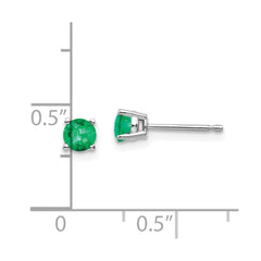 14K White Gold Emerald Stud Earrings