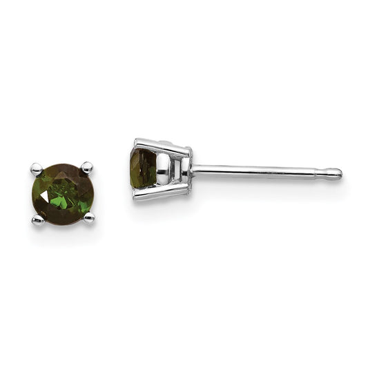 14K White Gold Green Tourmaline Stud Earrings