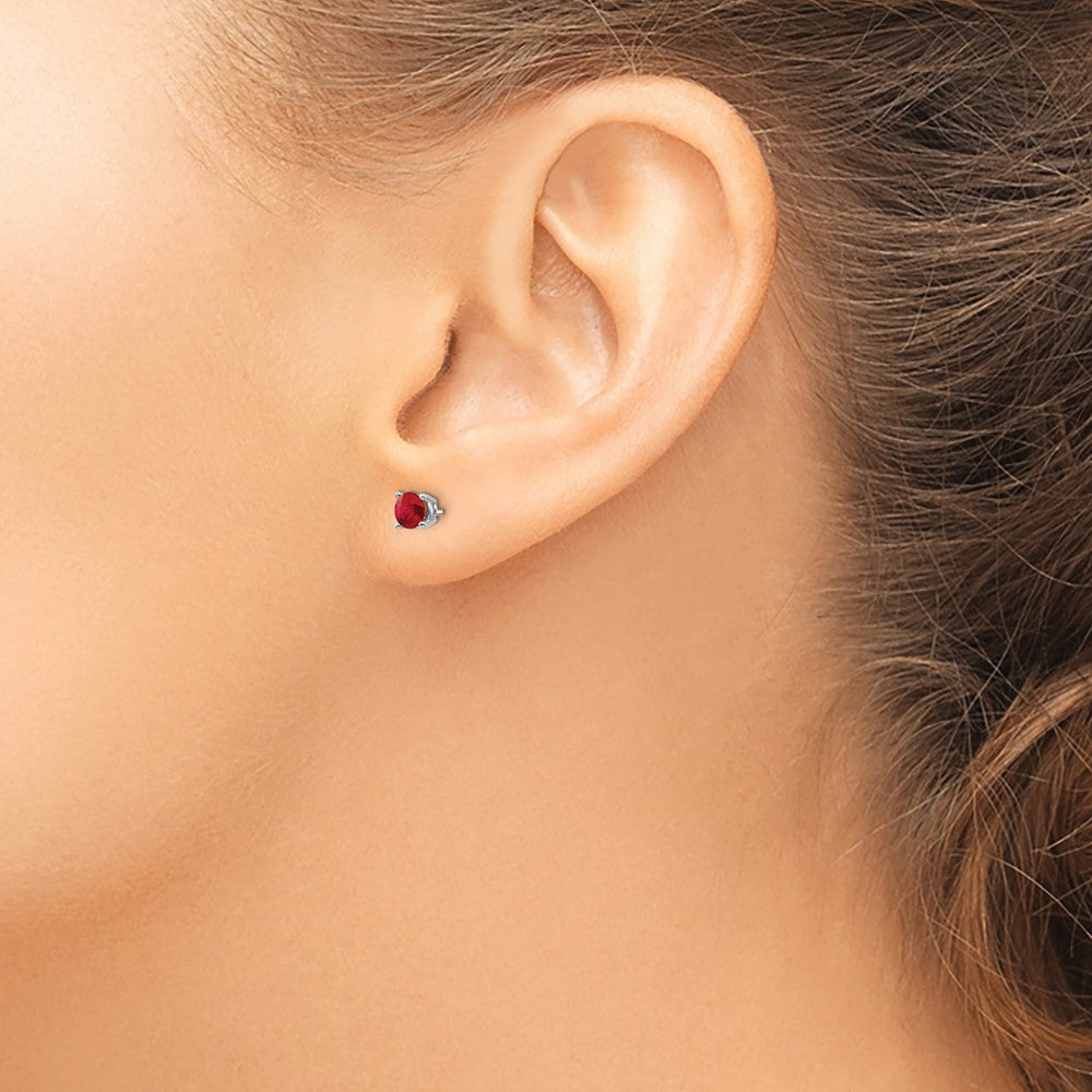 14K White Gold Ruby Stud Earrings