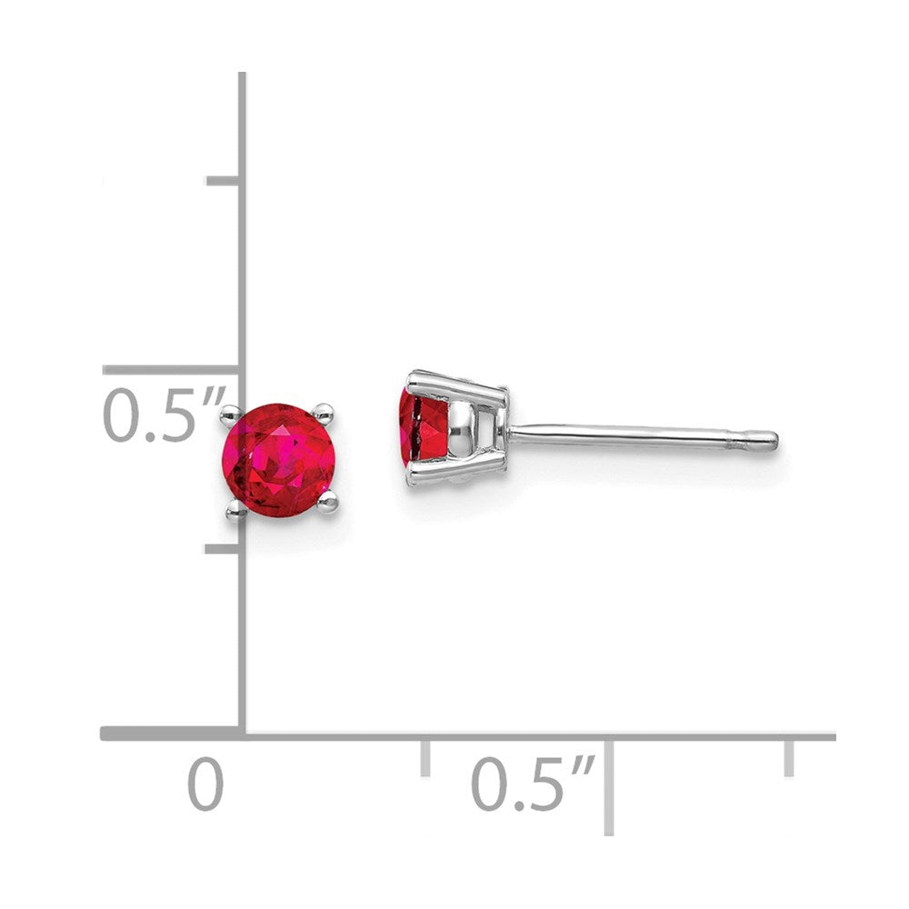 14K White Gold Ruby Stud Earrings