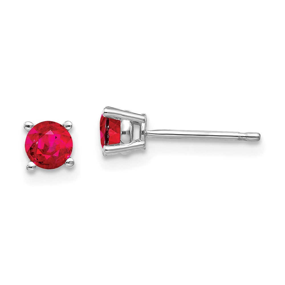 14K White Gold Ruby Stud Earrings