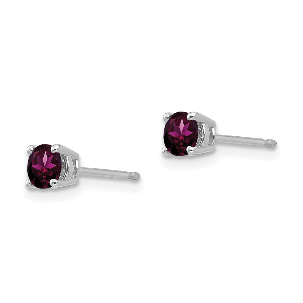 14K White Gold 4mm Rhodolite Garnet Stud Earrings