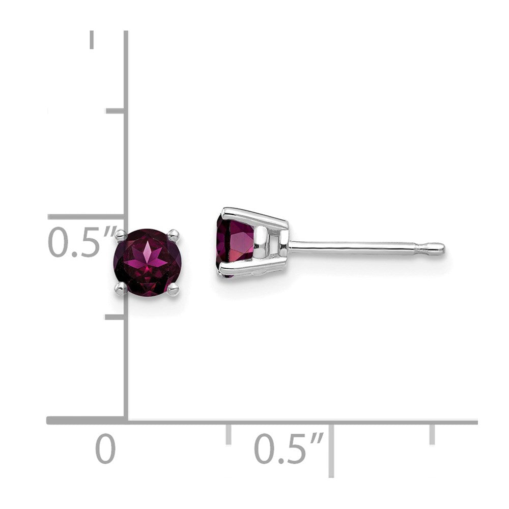 14K White Gold 4mm Rhodolite Garnet Stud Earrings